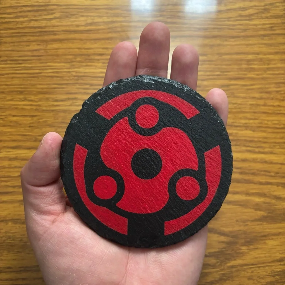 Naruto Madara Eternal Mangekyou Sharingan Engraved Painted Slate Coaster